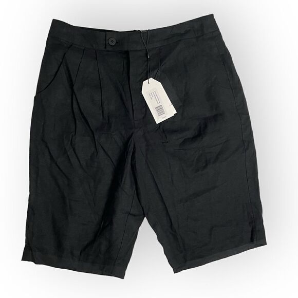Universal Standard Attis/Paloma Stretch Linen Bermuda Short Black - Picture 1 of 8